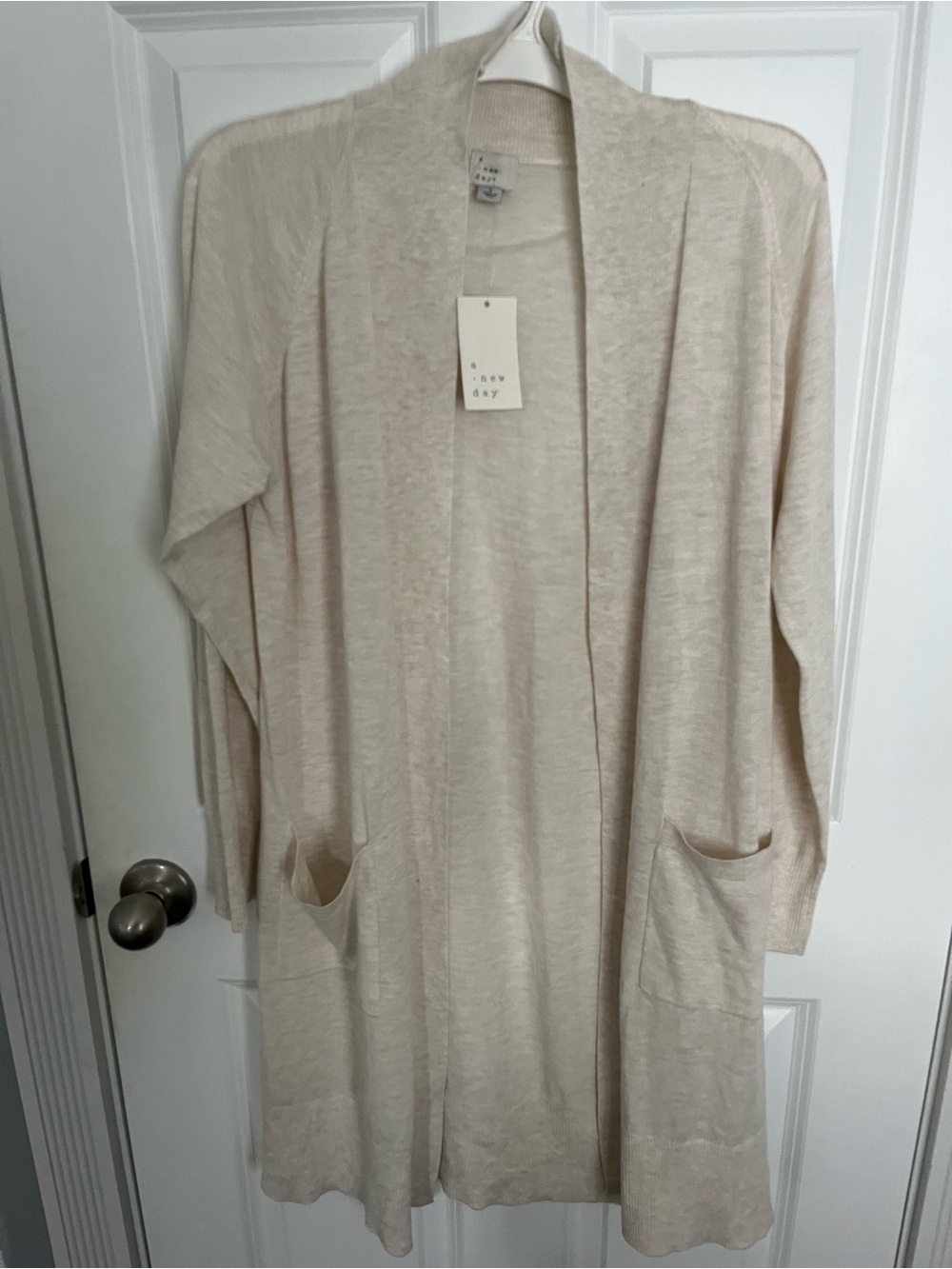 Light Cream Open-Front Women’s Cardigan Sweater